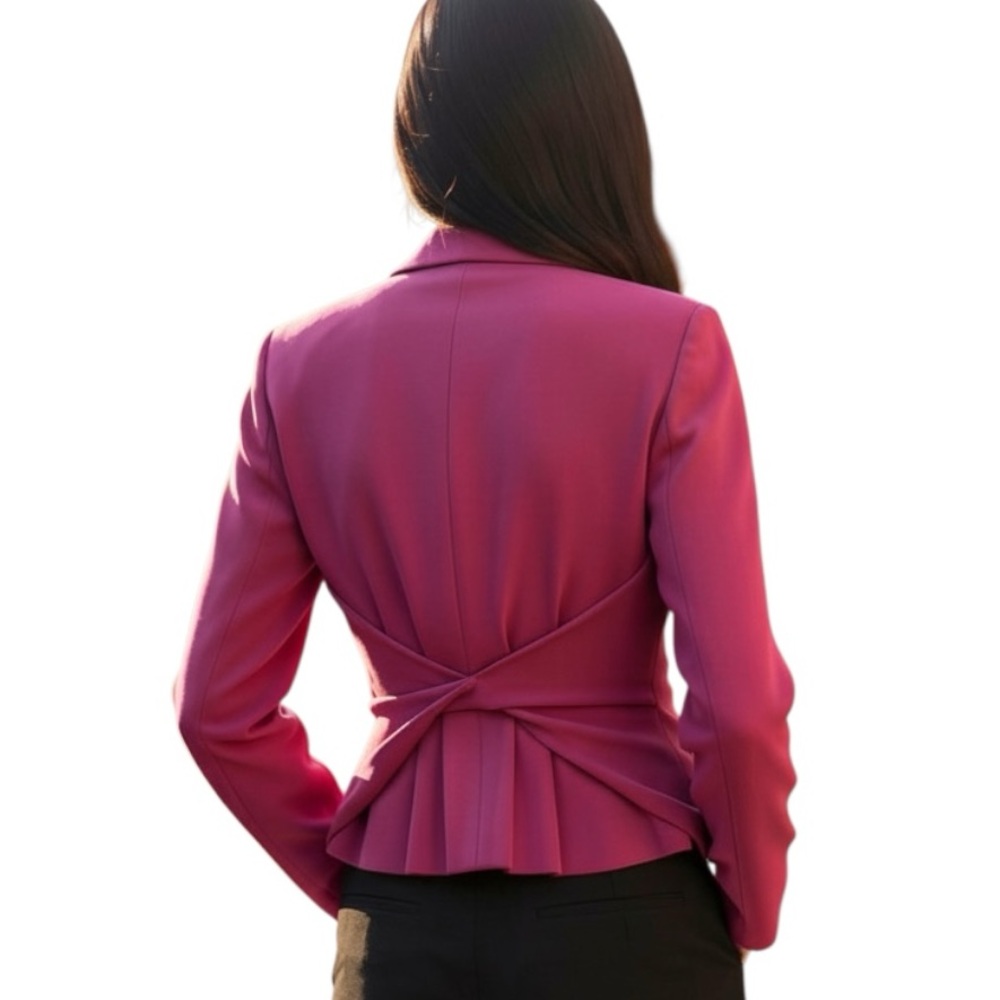 Rachel Roy Women's Magenta Back Peplum Twist Detail Career Blazer Jacket Size 6